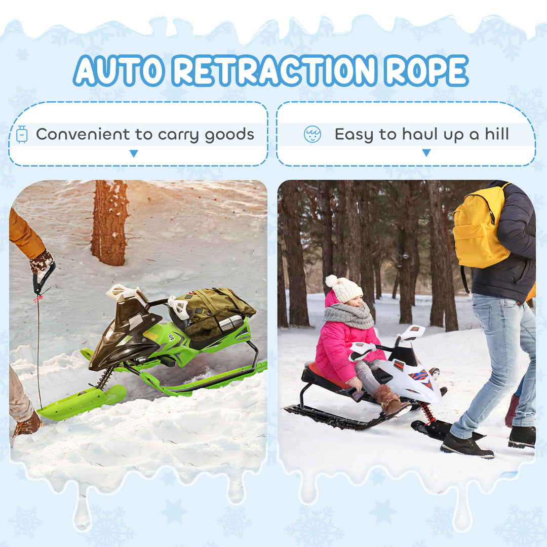 Soozier Snow Racer Sleds for Kids with Padded Rubber Seat, Snow Motor with Wind Shield Handle and Anti-slip Pedal, Winter Gift for Boys and Girls