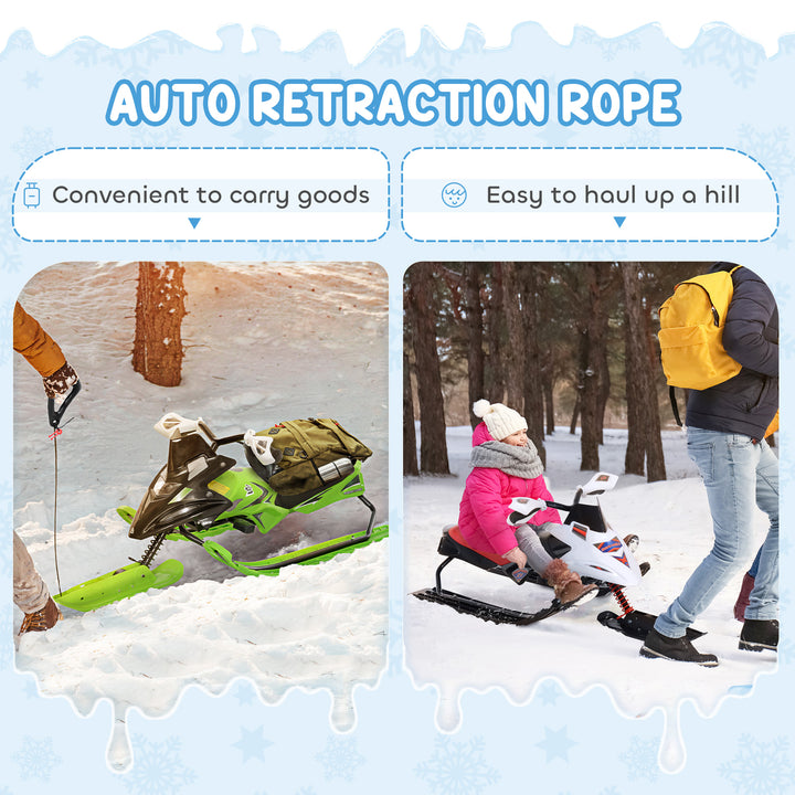 Soozier Snow Racer Sleds for Kids with Padded Rubber Seat, Snow Motor with Wind Shield Handle and Anti-slip Pedal, Winter Gift for Boys and Girls