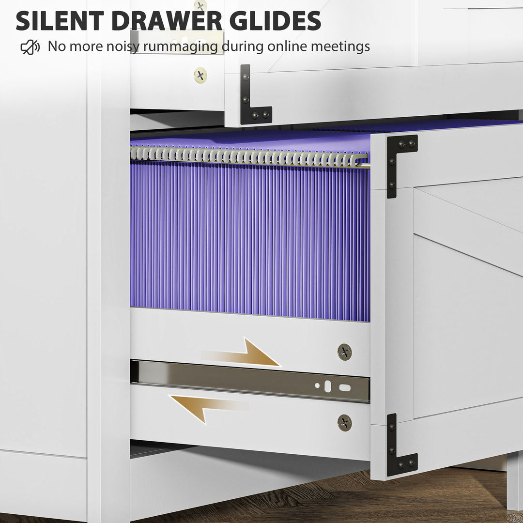 HOMCOM Lateral Filing Cabinet, Farmhouse File Cabinet with 4 Drawers, Fit Letter/A4/Legal Hanging Files, Black Wood Grain