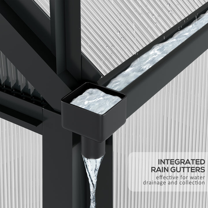 Outsunny 6.2' x 6.3' x 6.6' Clear Polycarbonate Greenhouse, Large Walk-In Green House Garden, Plants Grow, Galvanized Sheet  Frame w/ Slide Door