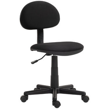 HOMCOM Small Desk Chair, Armless Office Chair with Adjustable Height, 360° Swivel Wheels, Low Back for Small Spaces, Black