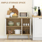 HOMCOM Modern Sideboard and Buffet, Dining Room Cabinet with Adjustable Shelves for Kitchen, Living Room, Natural