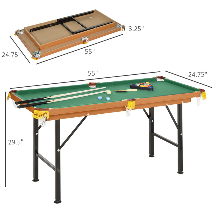 Soozier 54.3"L Mini Pool Table Portable Billiard Table Includes Cues, Ball, Chalk, Rack, Green