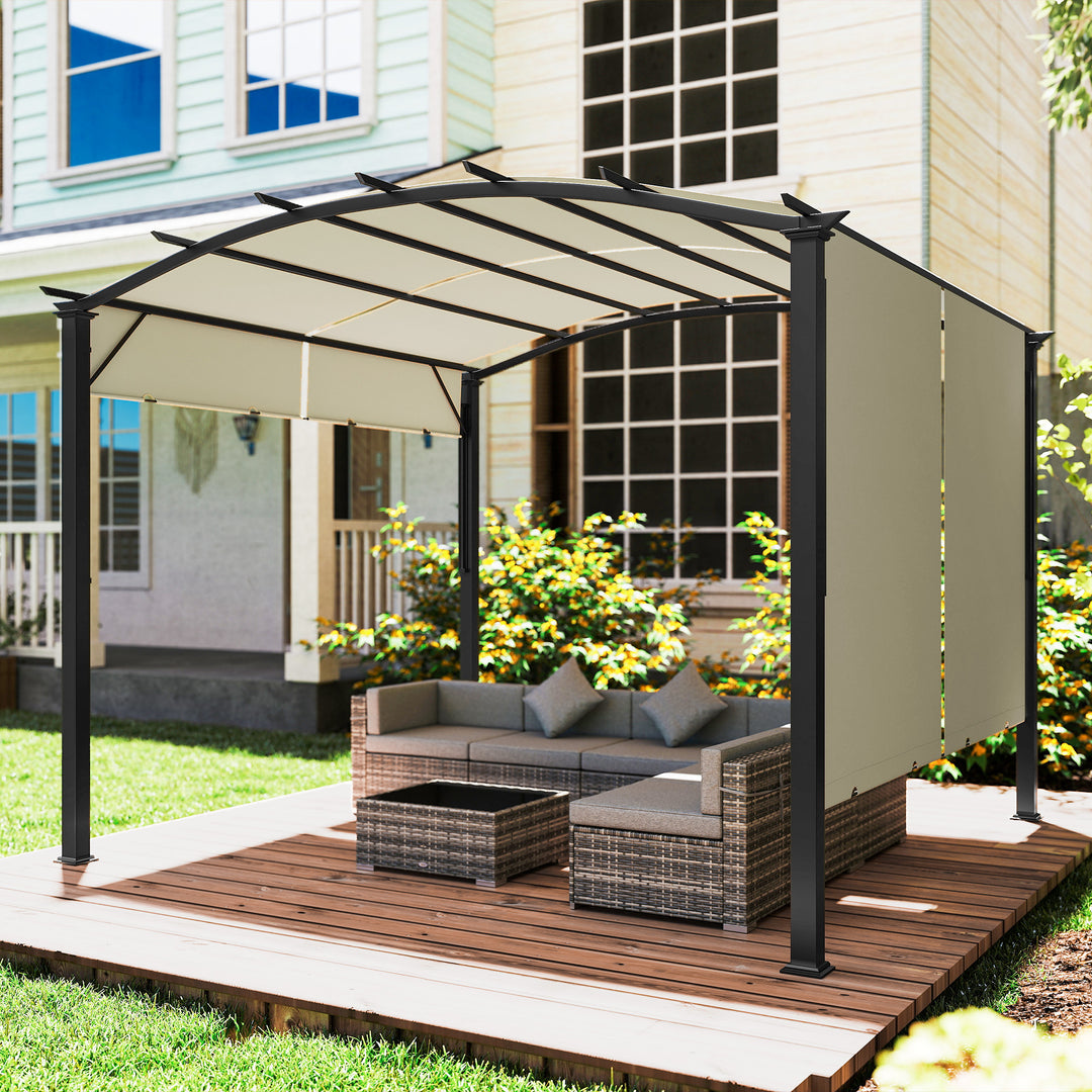 Outsunny 11' x 11' Retractable Pergola Canopy for Patio, Backyard, Beige