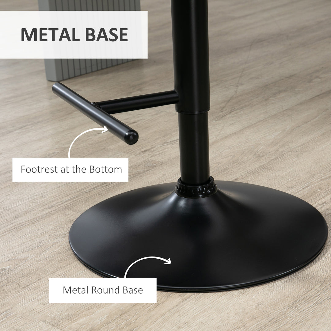 HOMCOM Modern Bar Stools PU Leather Set of 2 Swivel Bar Height Barstools Chairs with Adjustable Height, Round Heavy Metal Base and Footrest, Black