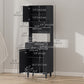 HOMCOM Modern Kitchen Buffet with Hutch Wooden Storage Cupboard with Microwave Counter 2 Cabinet and Drawer for Dining Room Living Room Black
