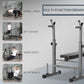 Soozier Adjustable Weight Bench, Foldable Bench Press with Barbell Rack and Dip Station for Home Gym, Strength Training Multiuse Workout Bench, Black and Grey
