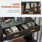 HOMCOM Makeup Vanity Desk Set with Stool, Dressing Table with LED Lighting Mirror, Drawers, for Bedroom, Black