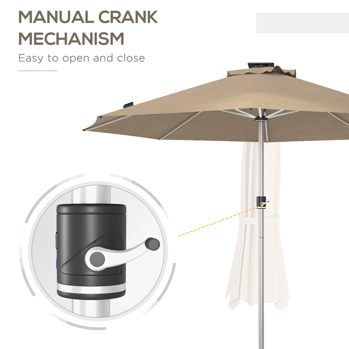 Outsunny LED Patio Umbrella, Lighted Deck Umbrella with 4 Lighting Modes, Solar & USB Charging, Charcoal Grey