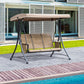 Outsunny 3 Person Porch Swing Outdoor Swing Chair with High Back Design, Side Pouches and Adjustable Canopy, Dark Grey