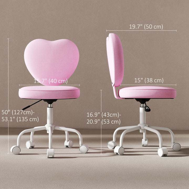 HOMCOM Heart Love Shaped Back Design Office Chair with Adjustable Height, Pink