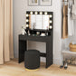 HOMCOM Vanity Table, Makeup Dressing Table with LED Lighting Mirror, Drawers, for Bedroom, Black
