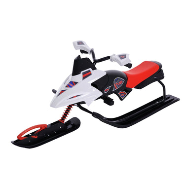 Soozier Snow Racer Sleds for Kids with Padded Rubber Seat, Snow Motor with Wind Shield Handle and Anti-slip Pedal, Winter Gift for Boys and Girls
