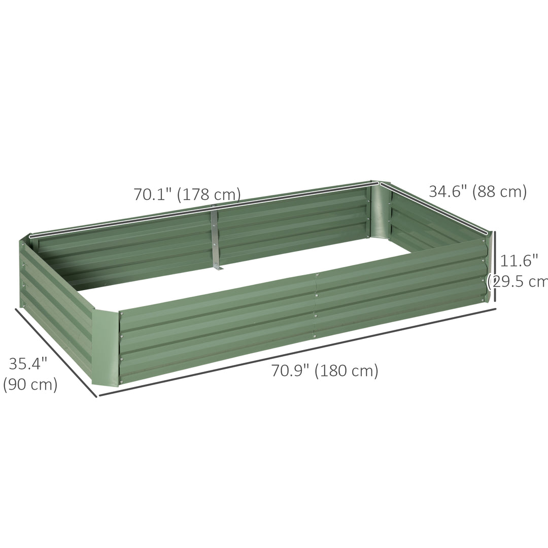 Outsunny 6' x 3' x 1' Raised Garden Bed with 2 Trellis Tomato Cages, Steel Frame Elevated Planter Box, Light Green