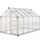 Outsunny 6' x 10' x 6.6' Polycarbonate Greenhouse, Walk-In Green House Kit Garden, Plants Grow, Galvanized Sheet Aluminum Frame with Rain Gutter, Vents and Sliding Door, Green