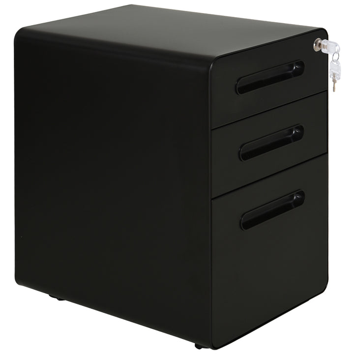 Vinsetto Lockable File Cabinet, Steel Filing Cabinet on Wheels for Legal, A4, Letter Size, Home Office