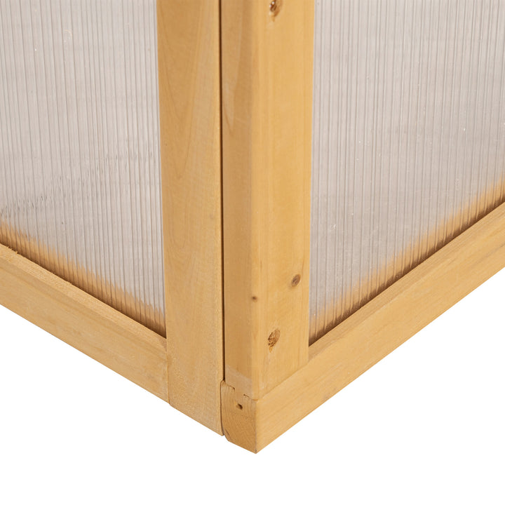 Outsunny Wooden Cold Frame Greenhouse Garden Portable Raised Planter with Openable Top for Indoor, Outdoor, Flowers, Vegetables, Plants, 35.5"x23.5"x15.75", Light Brown