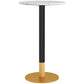 HOMCOM High Top Bar Table, Modern Round Dining Table with Faux-marbled Top and Gold Base, Bistro Table for 2 People, Black