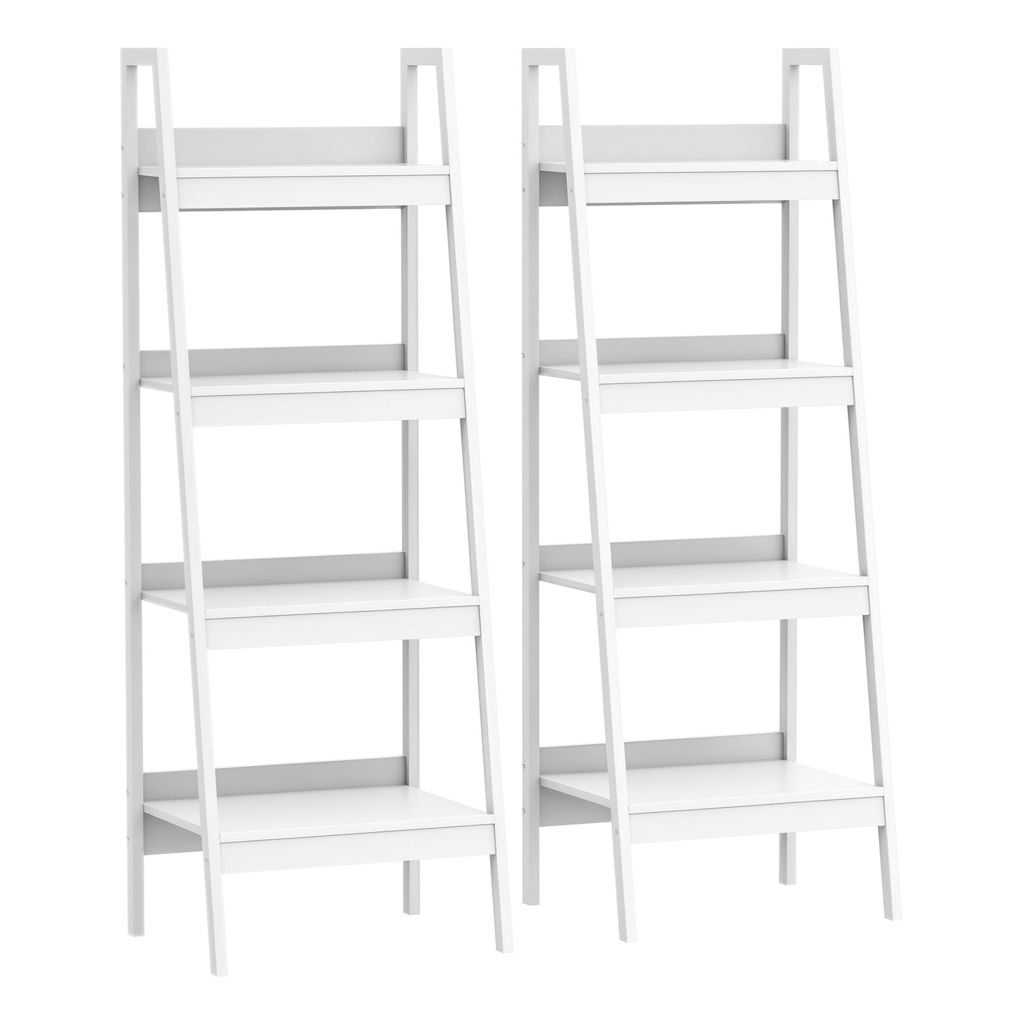 HOMCOM Set of 2, 4 Tier Ladder Shelf Bookcase, Multi-Use Display Rack, Storage Shelving Unit Display Stand, Flower Plant Stand, Home Office Furniture, Black
