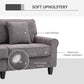 HOMCOM Modern 3 Seater Sofa, Corduroy Fabric 3 Seater Couch with Pine Wood Legs and Rolled Armrests for Living Room, Light Grey