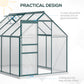 Outsunny 6' x 12' x 6.5' Walk-in Greenhouse, Polycarbonate Greenhouse with Adjustable Roof Vent, Base, Sliding Door, Clear