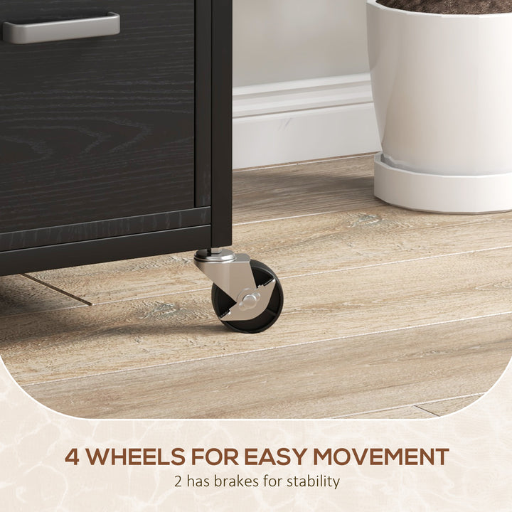 Vinsetto Mobile Filing Cabinet 2 Drawer File Cabinet with Key Adjustable Hanging Bar for Letter A4 and Legal Size Black