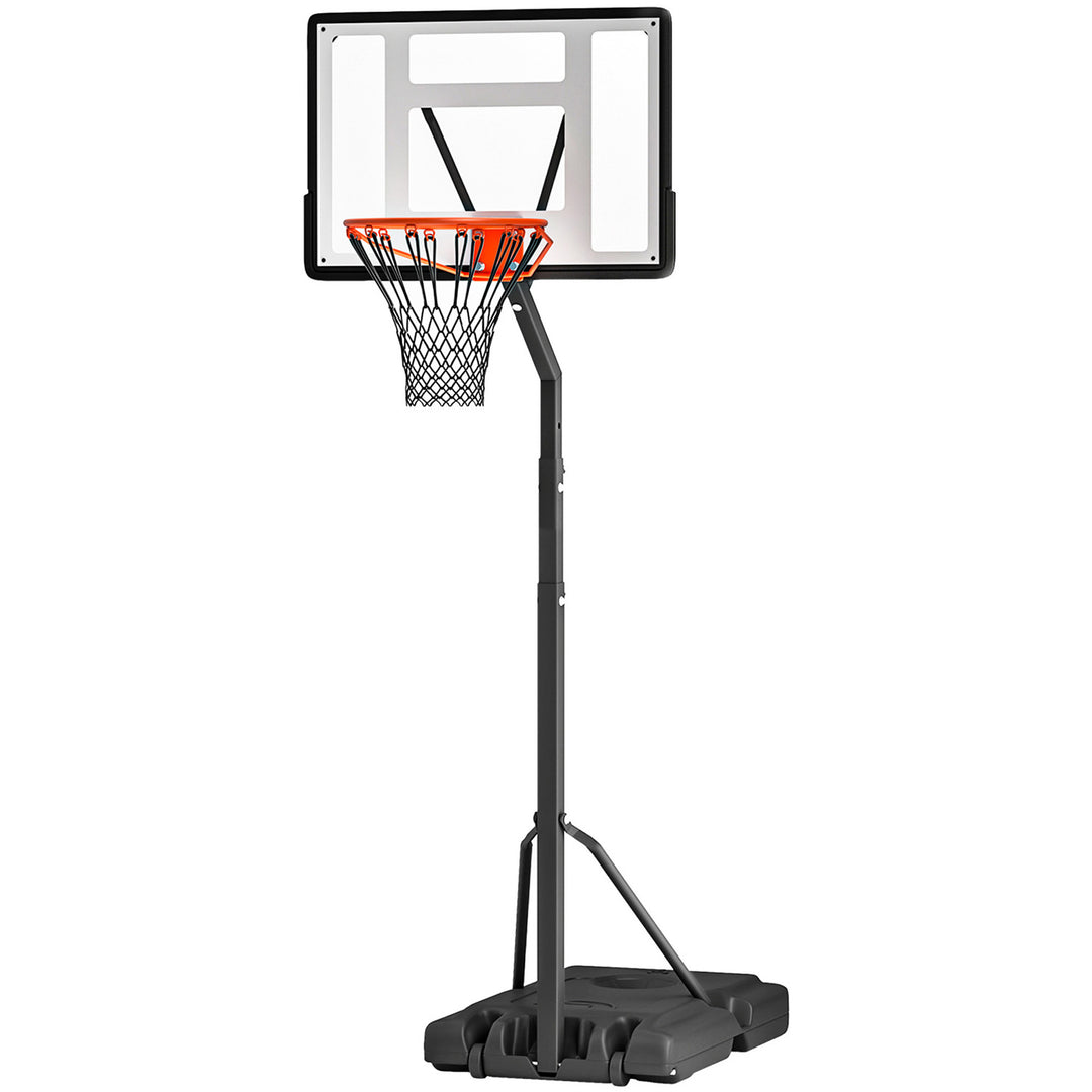Soozier Portable Basketball Hoop Stand with Wheels, Height Adjustable 8FT-10FT for Outdoor Use, Black