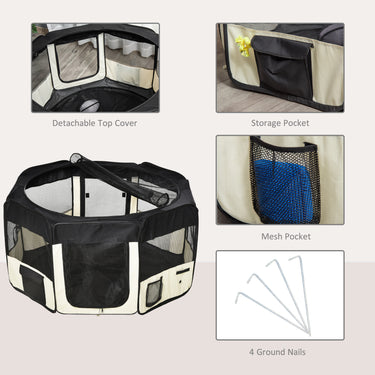 PawHut 49.2-inch Soft Pet Playpen Folding Dog Pen Outdoor with Bag