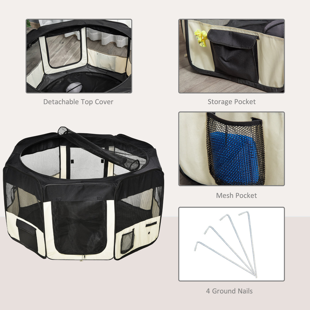 PawHut 49.2-inch Soft Pet Playpen Folding Dog Pen Outdoor with Bag