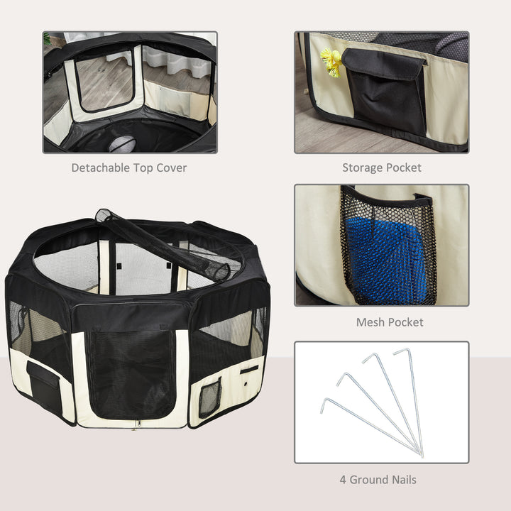 PawHut 49.2-inch Soft Pet Playpen Folding Dog Pen Outdoor with Bag