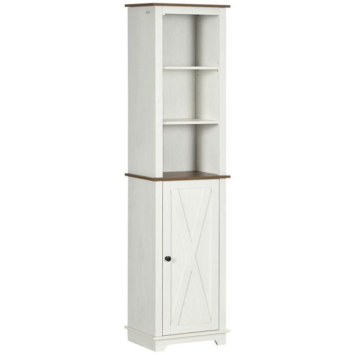 kleankin Bathroom Cabinet, Tall Storage Cabinet with Door and Adjustable Shelves, 15.6" x 11.8" x 63", White