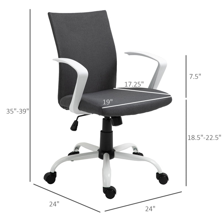Vinsetto Linen Mid Back Office Chair With Tilt Function, Swivel Computer Chair, Charcoal Grey