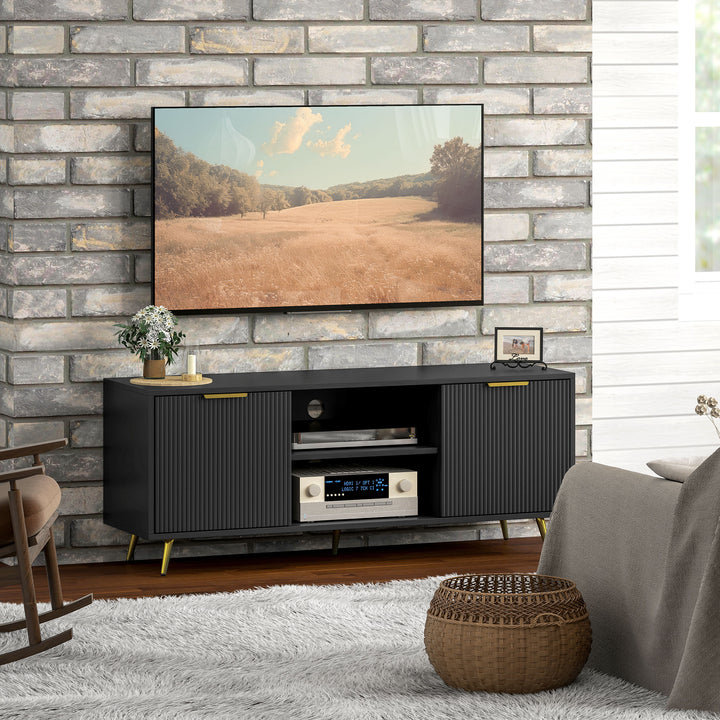 HOMCOM TV Stand with Storage for 55 Inch TV, Modern TV Cabinet with 2 Open Shelves and 2 Cabinets for Living Room, White