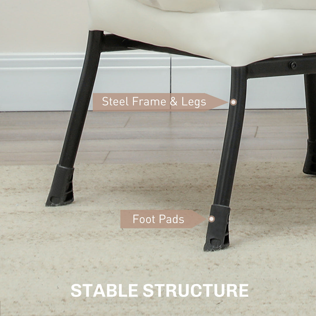 HOMCOM Modern Accent Chair, Armchair with Side Pockets and Solid Steel Legs, Comfy Reading Chair for Living Room, Cream White