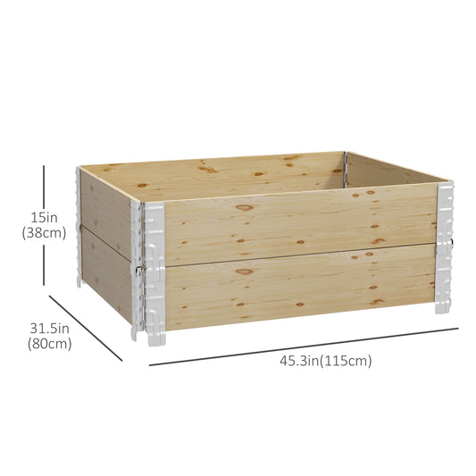 Outsunny Raised Garden Bed, Foldable Two-Box Wooden Planters for Outdoor Vegetables, Flowers, Herbs, Plants, Easy Assembly