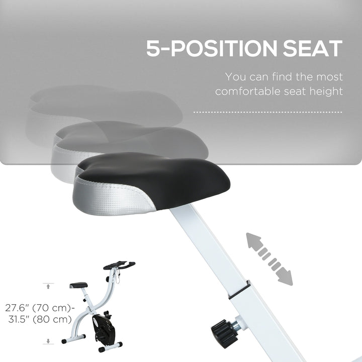 Soozier Foldable & Quiet Exercise Bike with 8-Level Magnetic Resistance, Pulse Sensor, Wheels and LCD Monitor, Black