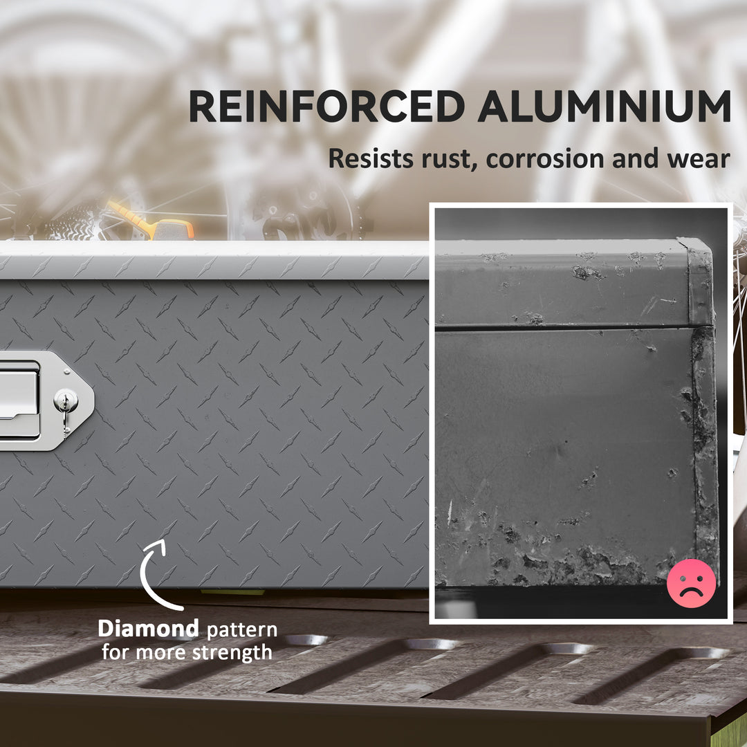 HOMCOM 39" x 13" x 10" Truck Tool Box Heavy Duty Aluminum Trailer Tongue Box with Lock and Keys for Pick Up Truck RV Trailer