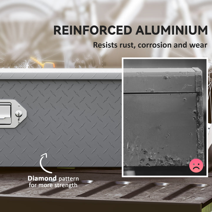 HOMCOM 39" x 13" x 10" Truck Tool Box Heavy Duty Aluminum Trailer Tongue Box with Lock and Keys for Pick Up Truck RV Trailer