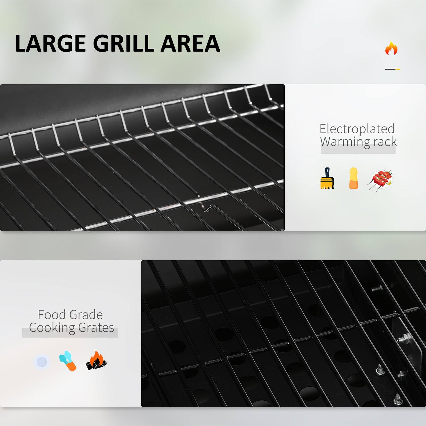 Outsunny BBQ Trolley Charcoal Grill Portable Stainless Steel Barbecue Tool Kits w/ Wheels Side Shelf for Camping Hiking Picnic