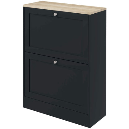 HOMCOM Slim Shoe Storage Cabinet, Modern Shoe Cabinet with 2 Flip Drawers and Adjustable Shelves for 12 Pairs, Black