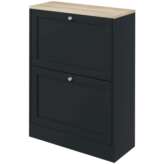 HOMCOM Slim Shoe Storage Cabinet, Modern Shoe Cabinet with 2 Flip Drawers and Adjustable Shelves for 12 Pairs, Black