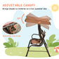 Outsunny 2-Seat Kids Porch Swing Chair, Children Outdoor Patio Furniture Lounge Chair for Garden, with Adjustable Canopy, Seat Belt, Monkey Pattern, for 3-6 Years Old, Coffee