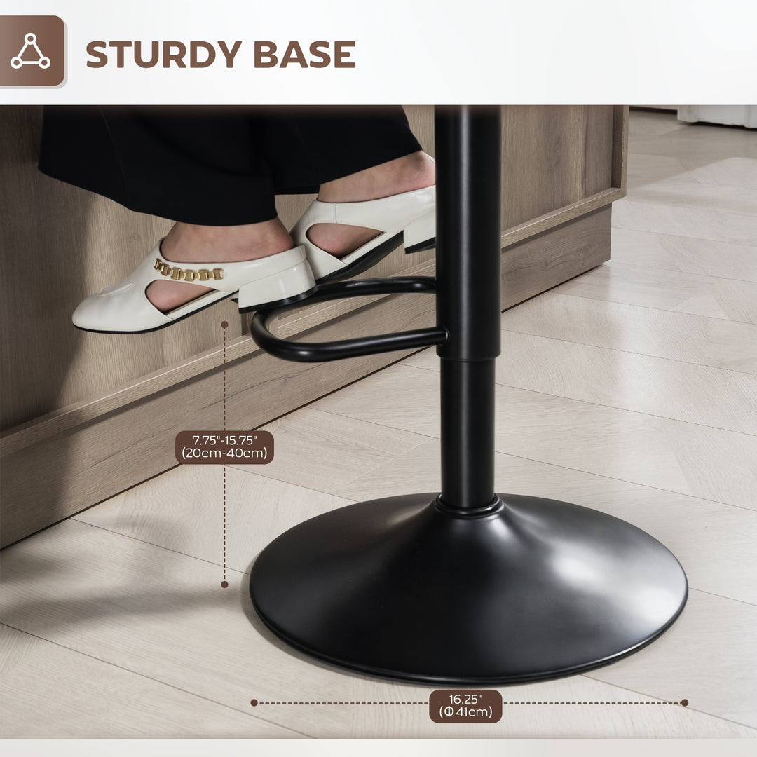 HOMCOM Swivel Barstools Set of 2 Adjustable Bar Stools with Footrest Armrests and PU Leather Back for Dining Room Black, Grey