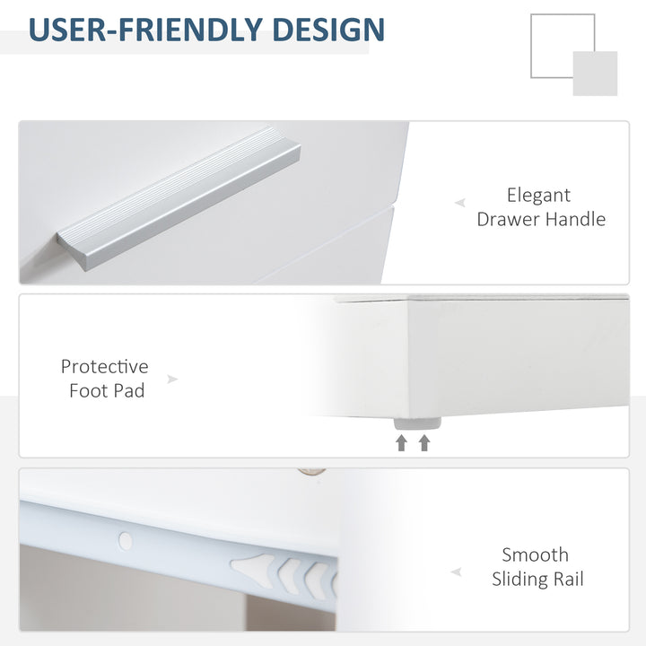 HOMCOM L-Shaped Rotating Computer Desk Home Office Study Workstation with Storage Shelves, Cabinet and Drawer for Home & Office, White