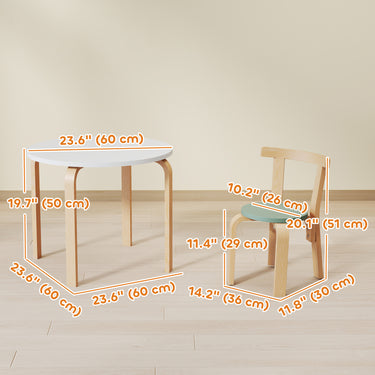 Qaba Wooden Kids Table and Chairs Set, Toddler Table and Chairs Set for 3-8 Years, Green