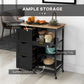 HOMCOM Kitchen Cart on Wheels, Rolling Kitchen Island Cart with Wood Top, 3 Drawers and Shelves for Home Dining Area, Black