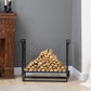 Outsunny 2-Tier Firewood Log Rack with 4 Tools 33" Fireplace Wood Holder Storage Log Rack with Shovel, Broom, Poker, Tongs and Hooks