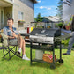 Outsunny 40,000 BTU Propane Gas Grill BBQ Cart with 4 Main Burners, 1 Side Burner, with Warming Rack, Side Prep Tables, Black