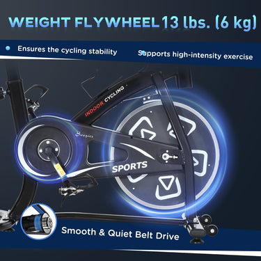 Soozier Exercise Bike, Stationary Bike with LCD Display, Indoor Cycling Bike for Home Workout, with 6kg Flywheel, Black
