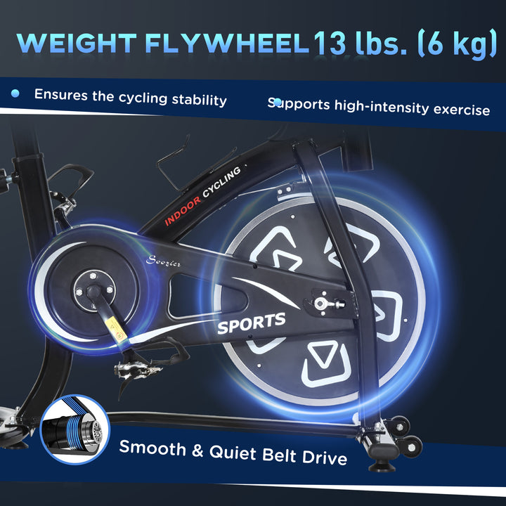 Soozier Exercise Bike, Stationary Bike with LCD Display, Indoor Cycling Bike for Home Workout, with 6kg Flywheel, Black